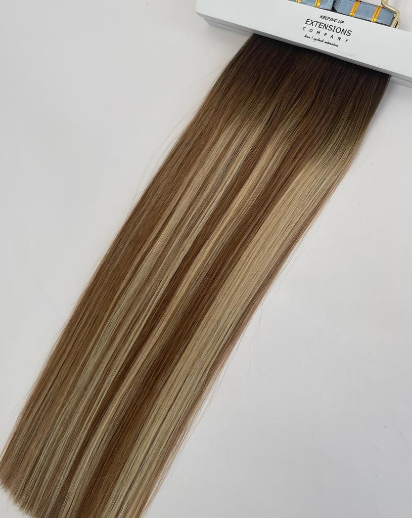 Weft Hair ombre + Highlight #6 Chestnut & #22 Beachy Blonde